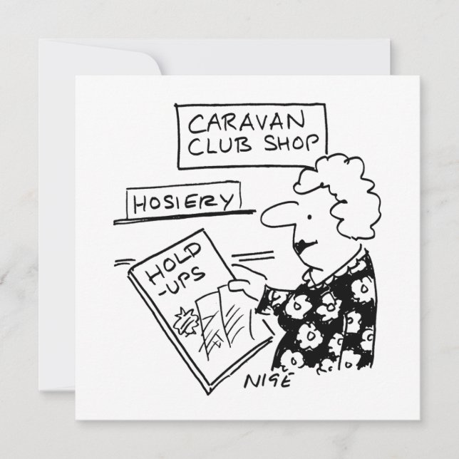 Caravan Club Shop Hosiery Hold-Ups Cartoon Holiday Card (Front)