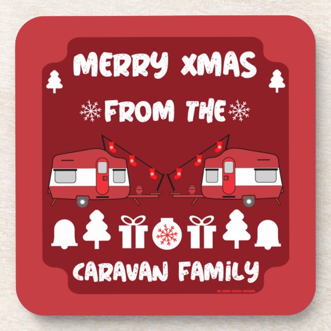 Caravan Happy Christmas Camping   Coaster (Front)