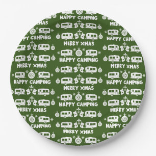 Caravan Happy Christmas Camping Paper Plate
