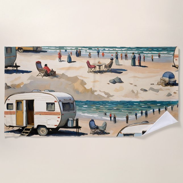  Caravan on the Beach  Beach Towel (Front)