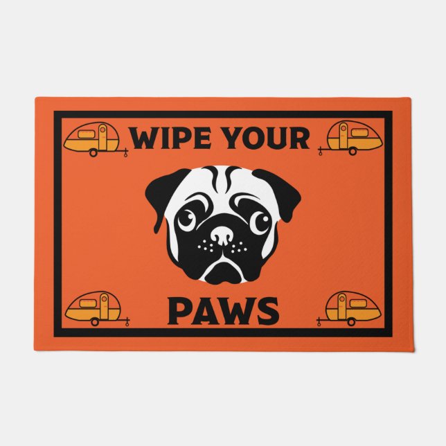 Caravan Pug Dog Door Mat (Front)