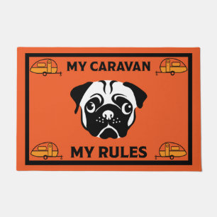 Caravan Pug Dog Door Mat