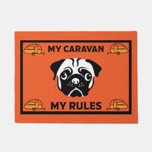 Caravan Pug Dog Door Mat