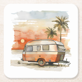 Caravan Square Paper Coaster
