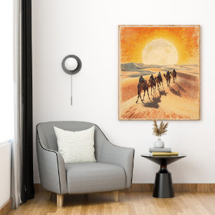 Caravan Trails – Vintage Moroccan Desert Poster