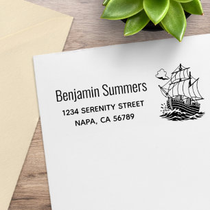 Caravel Wooden Sailing Ship Return Address Rubber Stamp