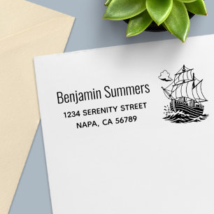 Caravel Wooden Sailing Ship Return Address Self-inking Stamp