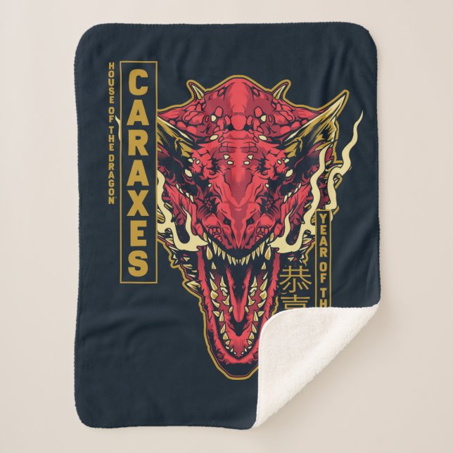 Caraxes Head Year of the Dragon | 恭喜發財 Sherpa Blanket (Front)