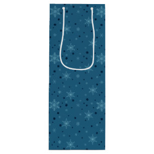 Carbon Bells & Blue Bow Snowflakes Wine Gift Bag
