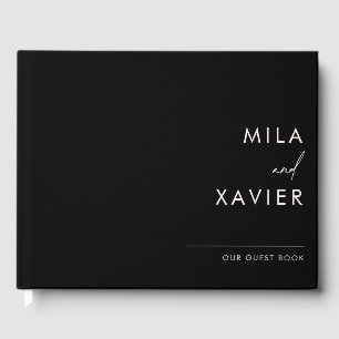 Carbon Black Modern Minimal Wedding Guestbook