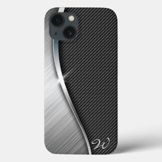 Carbon Fibre & Brushed Metal 4 iPhone 13 Case
