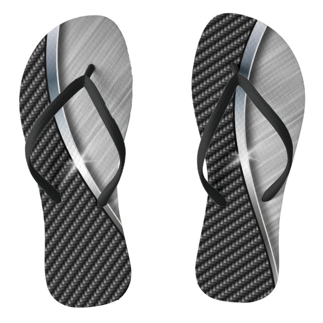 Carbon Fibre & Brushed Metal 4A Flip Flops (Footbed)