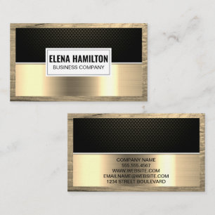 Carbon Fibre Gold Metallic Wood Frame Business Card