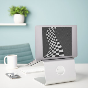 Carbon Fibre Like Racing Flag Wave Print