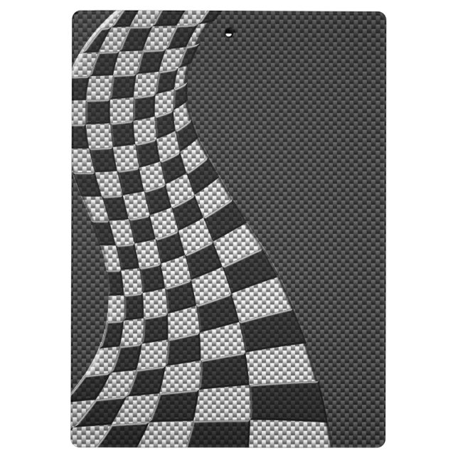 Carbon Fibre Like Racing Flag Wave Print Clipboard (Back)