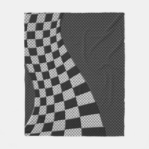 Carbon Fibre Like Racing Flag Wave Print Fleece Blanket
