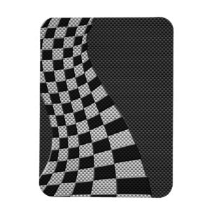 Carbon Fibre Like Racing Flag Wave Print Magnet