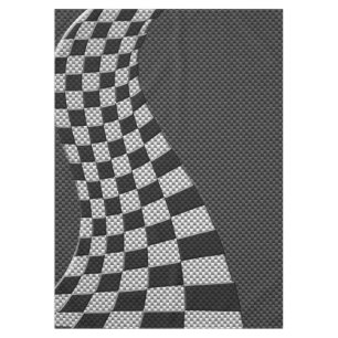 Carbon Fibre Like Racing Flag Wave Print Tablecloth