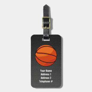 Carbon Fibre look Basketball Luggage Tag