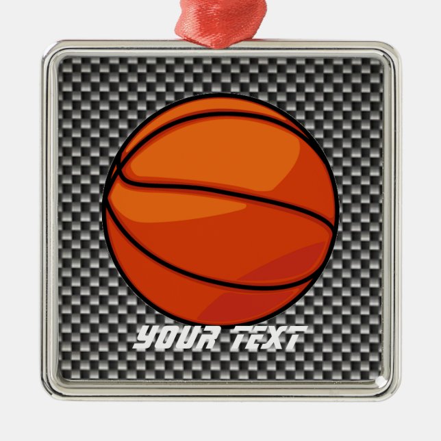 Carbon Fibre look Basketball Metal Tree Decoration (Front)