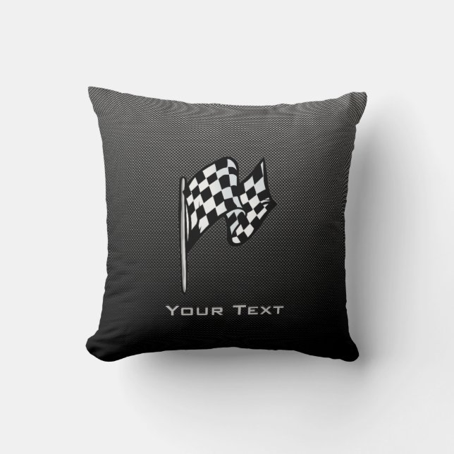 Carbon Fibre look Chequered Flag Cushion (Front)
