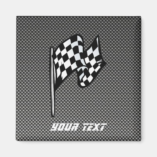 Carbon Fibre look Chequered Flag Magnet (Front)