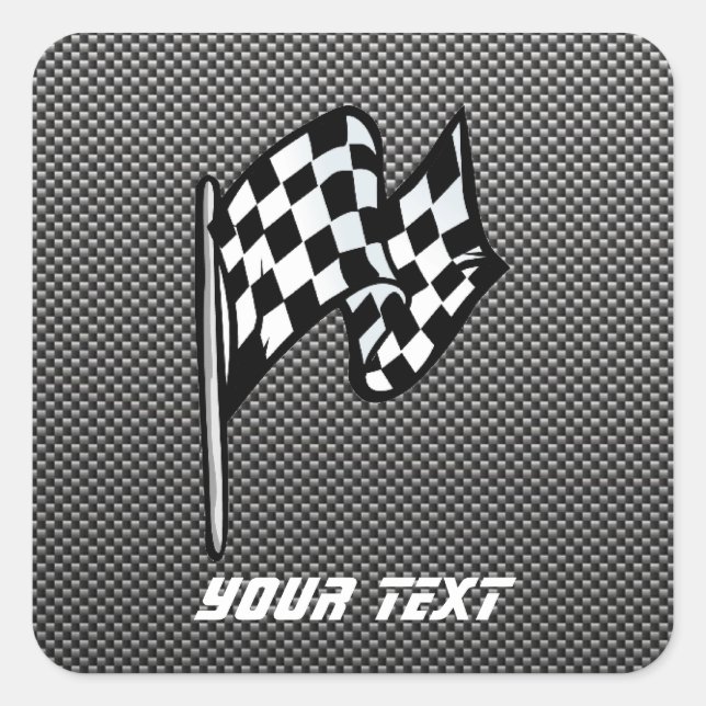 Carbon Fibre look Chequered Flag Square Sticker (Front)