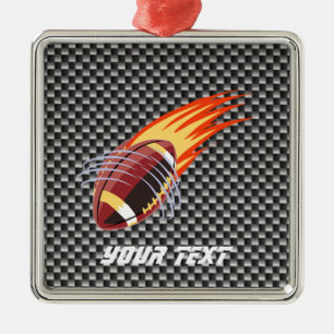 Carbon Fibre look Flaming Football Metal Tree Decoration