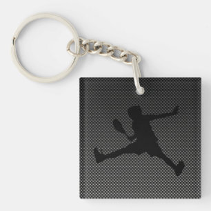 Carbon Fibre look Tennis Key Ring