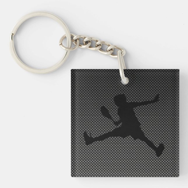 Carbon Fibre look Tennis Key Ring (Front)