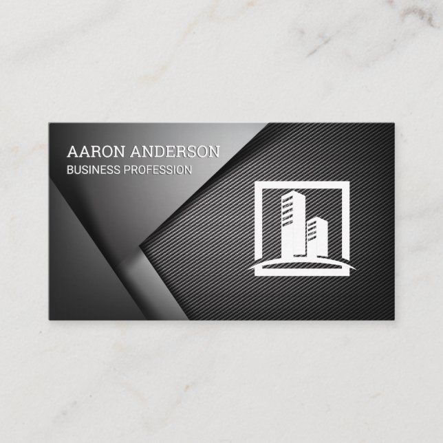 Carbon Fibre Metallic Background | Realtor Business Card (Front)