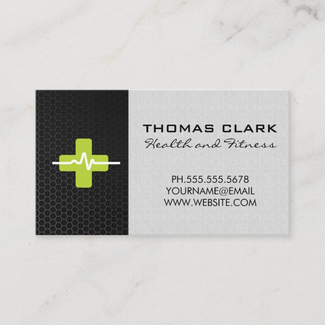 Carbon Fibre | Plus Heart Monitor Rate Business Card (Front)