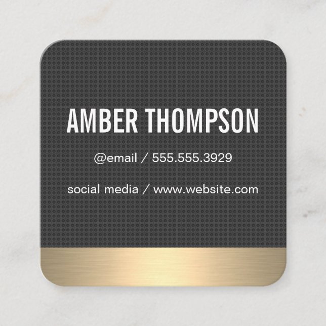 Carbon Fibre Print / Gold Lux Square Business Card (Front)