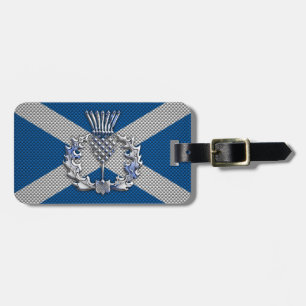 Carbon Fibre Print Scotland Flag Luggage Tag