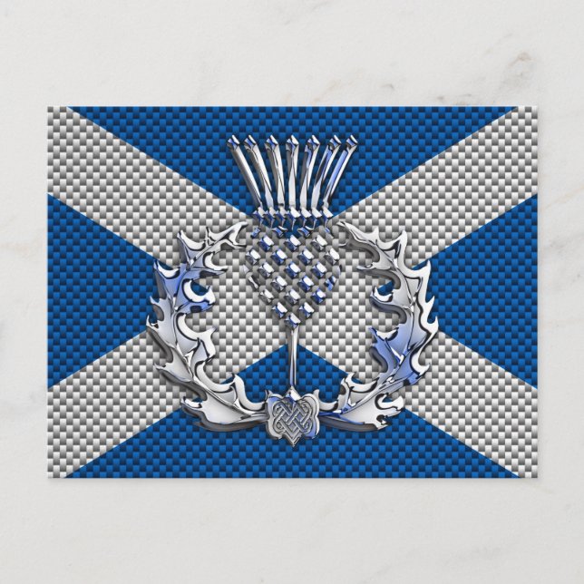 Carbon Fibre Print Scotland Flag Postcard (Front)