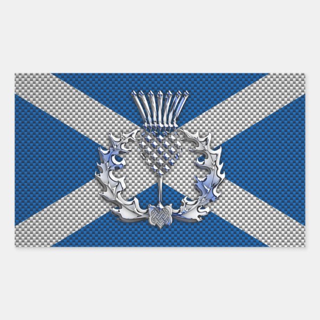 Carbon Fibre Print Scotland Flag Rectangular Sticker (Front)
