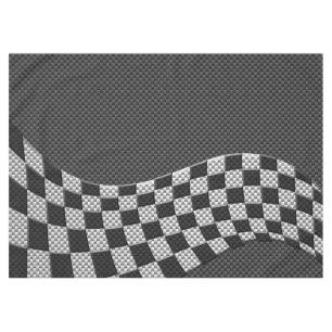 Carbon Fibre Racing Flag Wave Print Decor Tablecloth