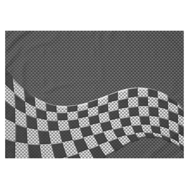 Carbon Fibre Racing Flag Wave Print Decor Tablecloth (Front (Horizontal))