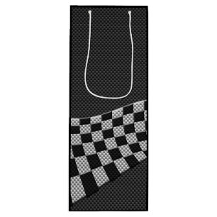 Carbon Fibre Racing Flag Wave Print Decor Wine Gift Bag