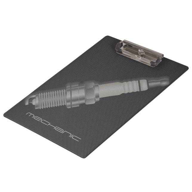 Carbon Fibre Spark Plug Car Mechanic Clipboard (Angled)