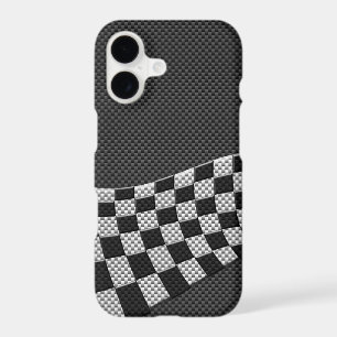 Carbon Fibre Style Chequered Racing Flag Wave