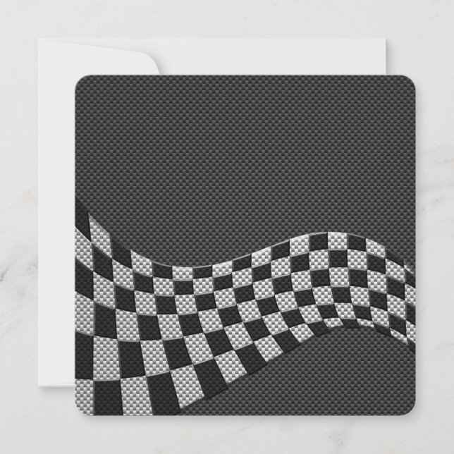 Carbon Fibre Style Racing Flag Wave Decor (Front)