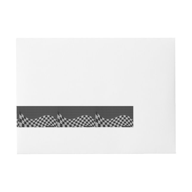 Carbon Fibre Style Racing Flag Wave Decor Wraparound Address Label (Front)