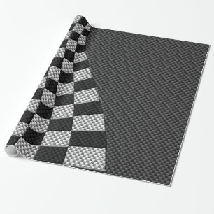 Carbon Fibre Style Racing Flag Wave Decor Wrapping Paper
