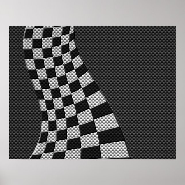 Carbon Fibre Style Racing Flag Wave Print (Front)