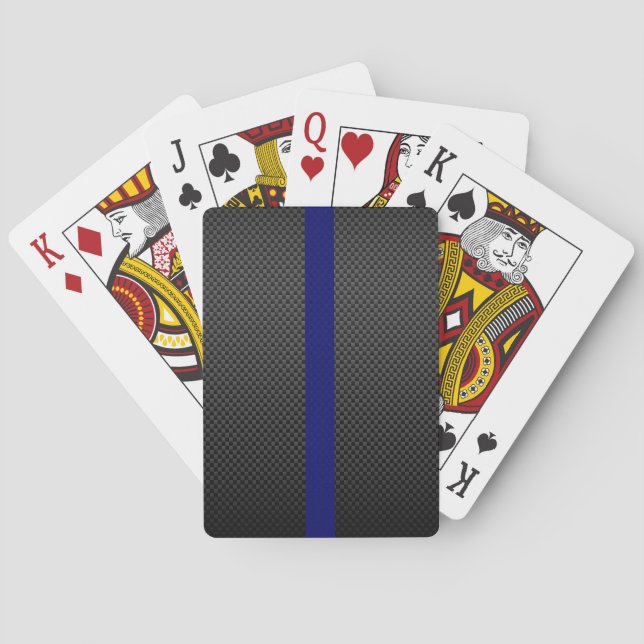 Carbon Fibre Thin Blue Line Black Face Cards (Back)