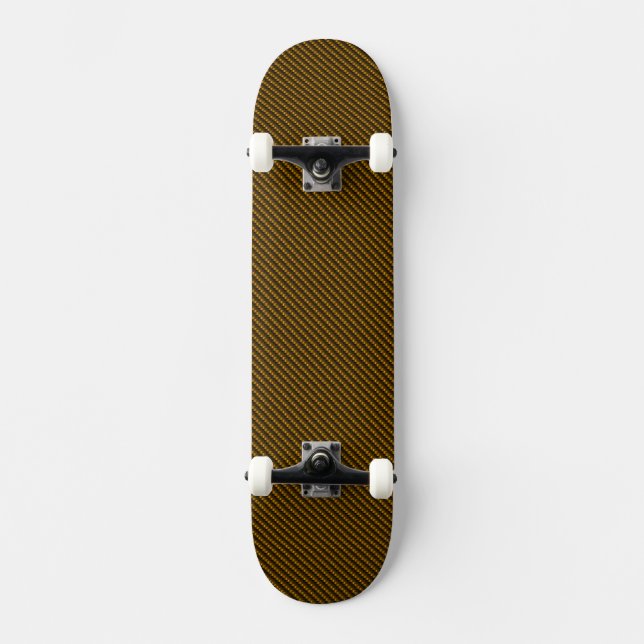Carbon Fibre Yellowish Gold Skateboard Deck (Front)