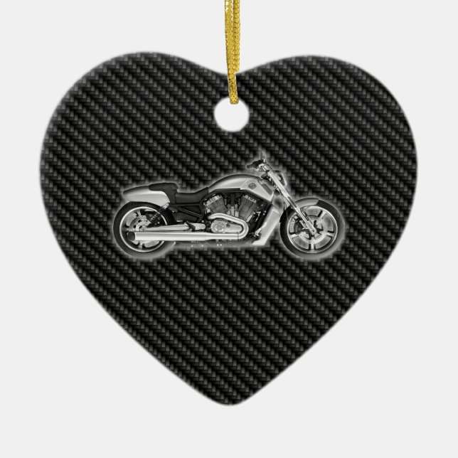Carbon Harley Motorcycle 3D Fashion Accessory Ceramic Tree Decoration (Front)