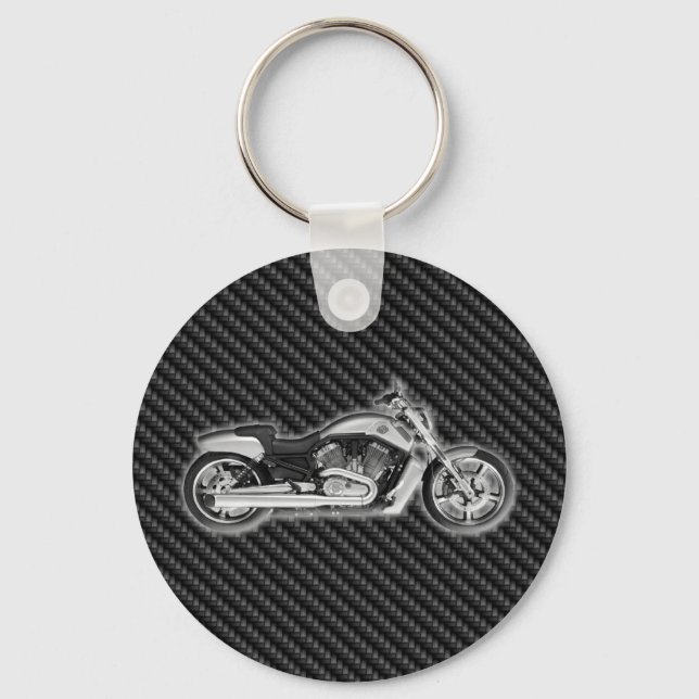 Carbon Harley Motorcycle 3D Fashion Accessory Key Ring (Front)