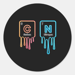 Carbon Nitrogen Science Design Fun Chemistry Lover Classic Round Sticker